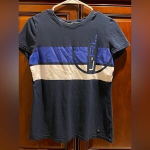 Ralph Lauren Logo Decal Active Top, Women's Navy Blue & White - M